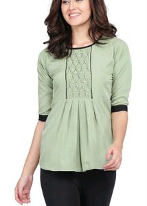 Sage Green Pleated Detail Top