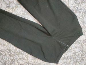 Black Polyester Light Weighted Straight Trousers