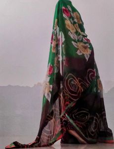 Green Floral Print Saree