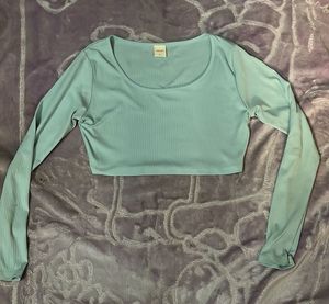 URBANIC sky blue long sleeves crop top