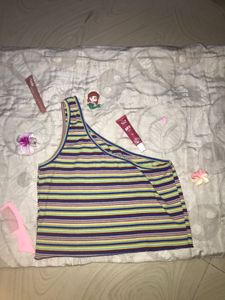Striped One-Shoulder Tank Top