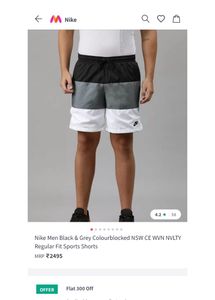 Nike Black Grey White Color Shorts