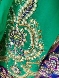 Elegant Green Embroidered Saree