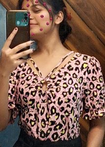 Pink Animal Print Top