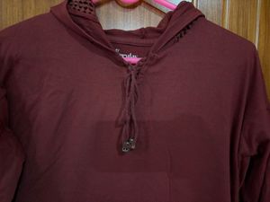 Brown Hooded T Shirt