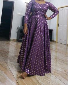 Purple &amp; Gold Flared Skirt &amp; Princecut Blouse