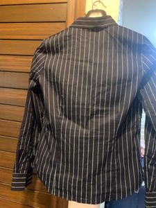 Wardrobe Navy Blue Stripe Shirt For Women