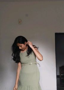 Green Sleeveless Casual Dress