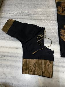 Black With Gold Zari Work Beautiful Saree