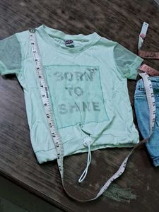 Cute Kids Outfit: Top &amp; Denim Skirt