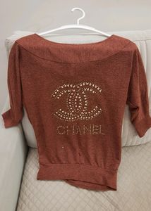 Chanel Inspired Copper Sparkle Top