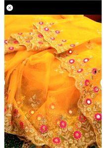 Embroidered new mirror work saree