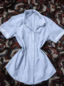 Y2K-SIREN Striped Blue white Shirt