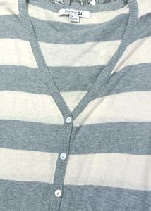 Forever21 Grey And White Spring Cardigan