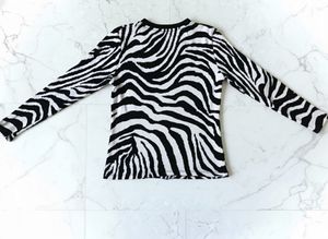 Y2k Zebra Print Long Sleeve Top