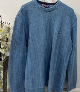 Blue Herringbone Sweater