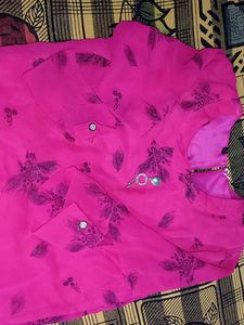Pink Floral Print Sheer -shirt