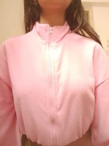 TOKYO TALKIES Pink Cropped Zip-Up Jacket
