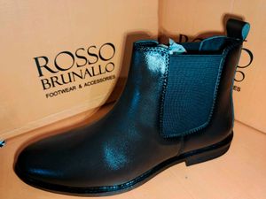 Rosso Brunello Black Leather Boots