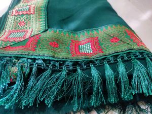 Stunning Green Saree with Stone Work Border