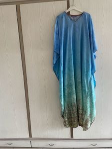 Blue Patterned Kaftan Dress