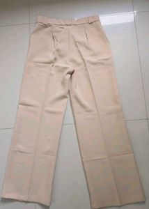 Beige Wide Leg Trousers