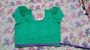 Elegant Green Floral Saree with stitched blouse