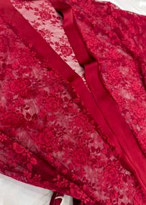 Burgundy Lace Robe