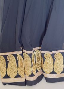 Black With Gold Embroidery Anarkali Suit