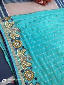 New With Tag Sky-blue Saree 💥Price Drop