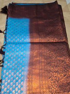 Firozi And Brown Saree