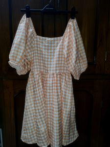Sassafras Puff Checkered Mini Dress