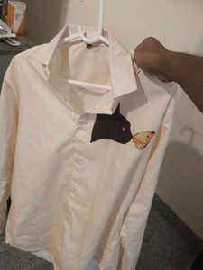 Beige Cat Print Shirt- M size