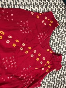 Red Bandez Print A Line Kurta