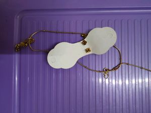 Red Stone Pendant And Chain With Earrings