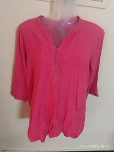 xl Pink Casual Tunic Top