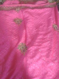 Elegant Pink Embroidered Saree