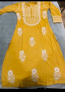 Yellow Chikankari Kurti