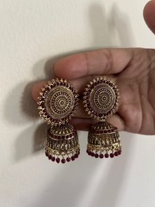 Red Stones jhumki