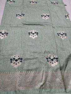 Elegant Mint Green Floral Saree