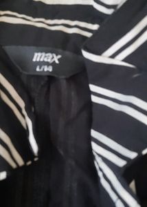 Max Black And White Stripe Long  Split Dress