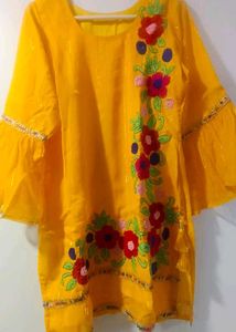 Embroidered Yellow Kurta Set