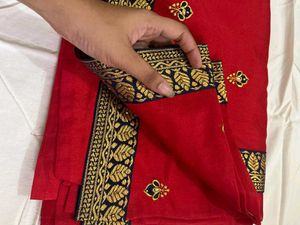 New red patches saree
