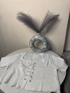 White Lace-Up Crop Top