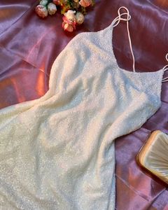 Shiny White Party Wear Dress