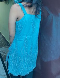 Blue Embroidered Kurta