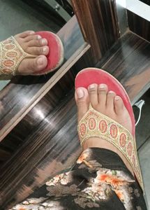 Lady Steps Red &amp; Gold Wedges