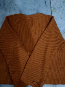 Ribbed Knit Sweater with Tie Detail