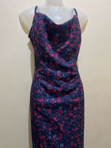 Floral Print Plus Size Cowl Neck Maxi Dress