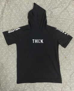 Grey "THINK" Graphic Tee with Justice League Print